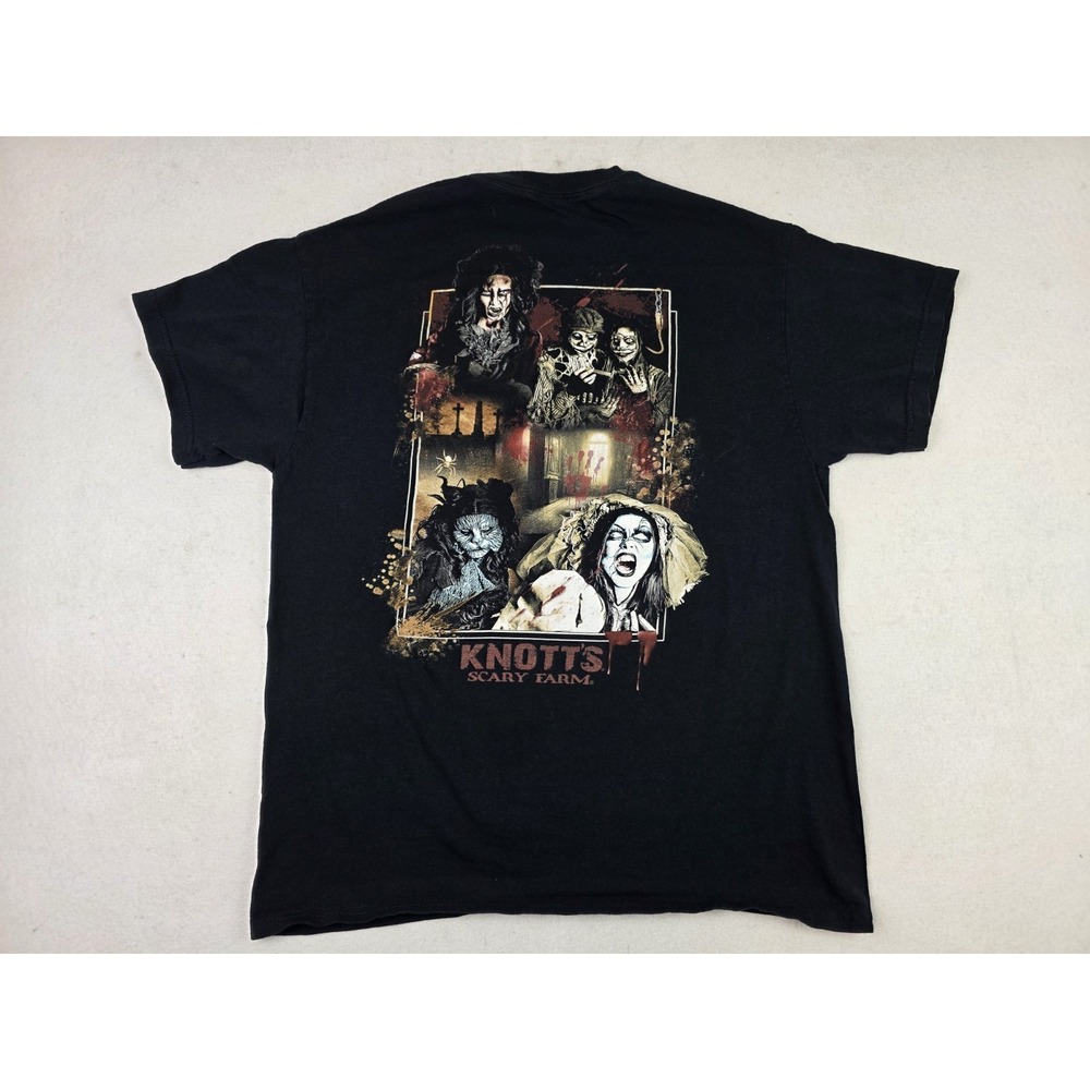 Knotts Berry 50th Scary Farm T-Shirt Black Skull Park Graphic Tee Size Large